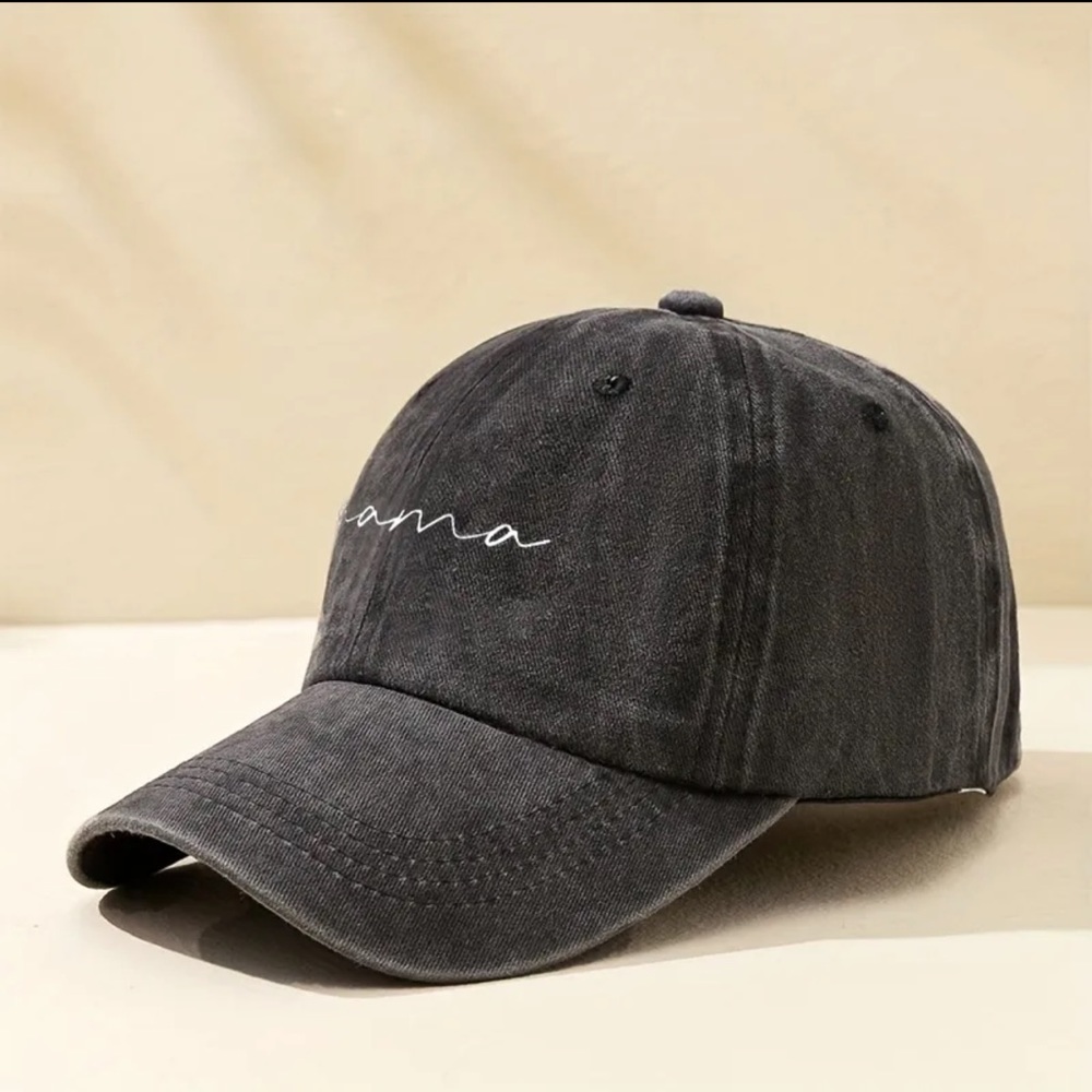 “Mama” Solid Color Washed Baseball Cap - Picture 2 of 3